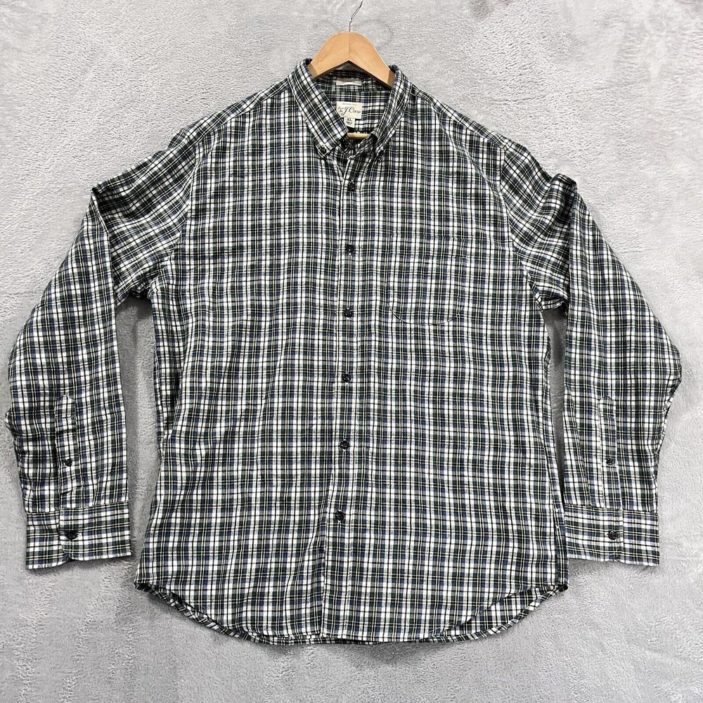 J. Crew Shirt Men's Xl Brushed Twill Button Down Plaid Green Preppy